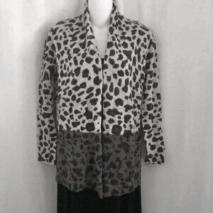 Magaschoni Cashmere Sweater Cardigan Animal Print Petite Small